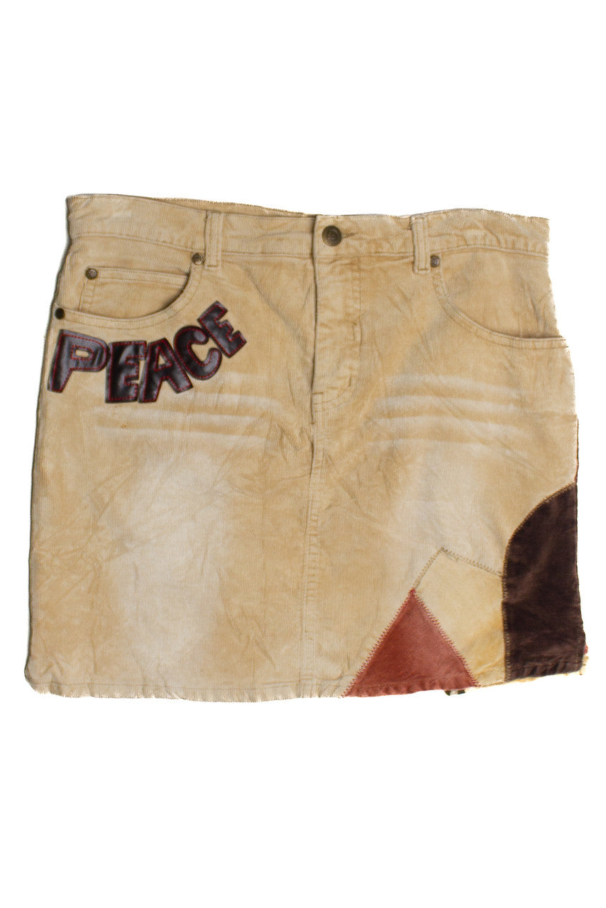 Vintage Jypsy Jeans Patchwork Peace Skirt (2000s) 661