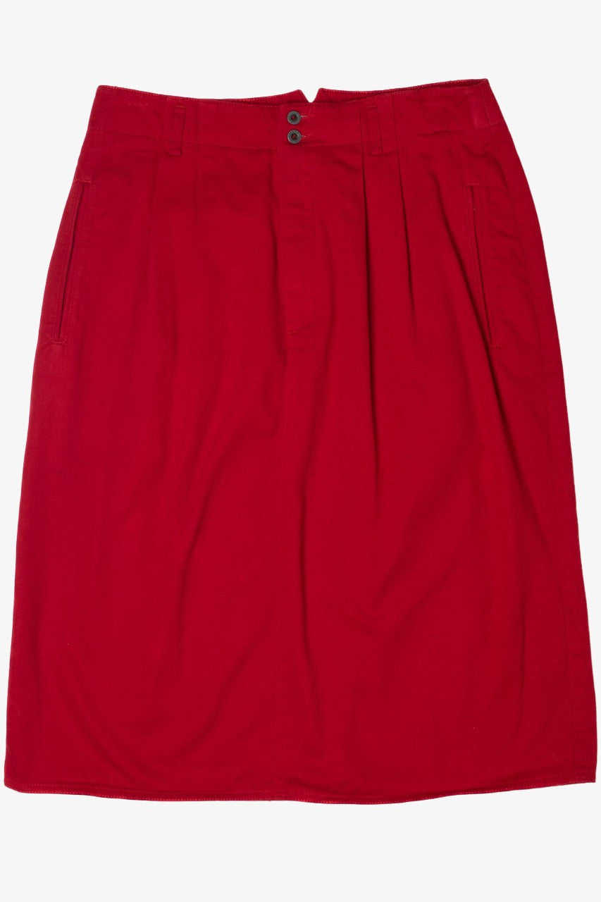 Vintage Red Denim Liz Sport Midi Skirt