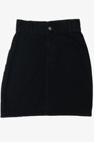 Vintage Black Denim "No Problem!" High Waisted Mini Skirt