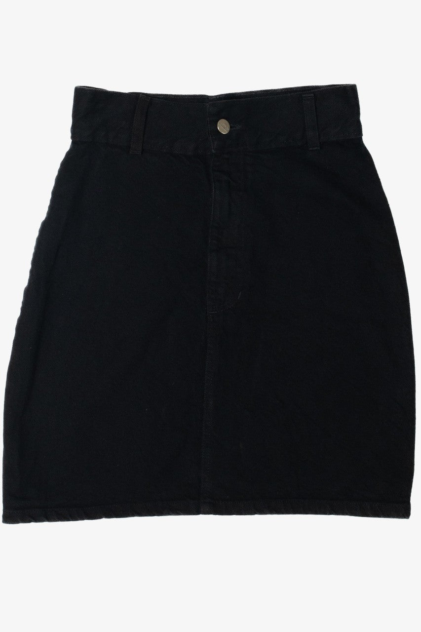 Vintage Black Denim "No Problem!" High Waisted Mini Skirt