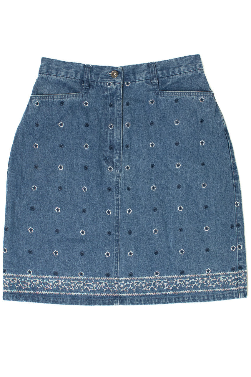 Vintage 1990's Embroidered Floral Mini Skirt