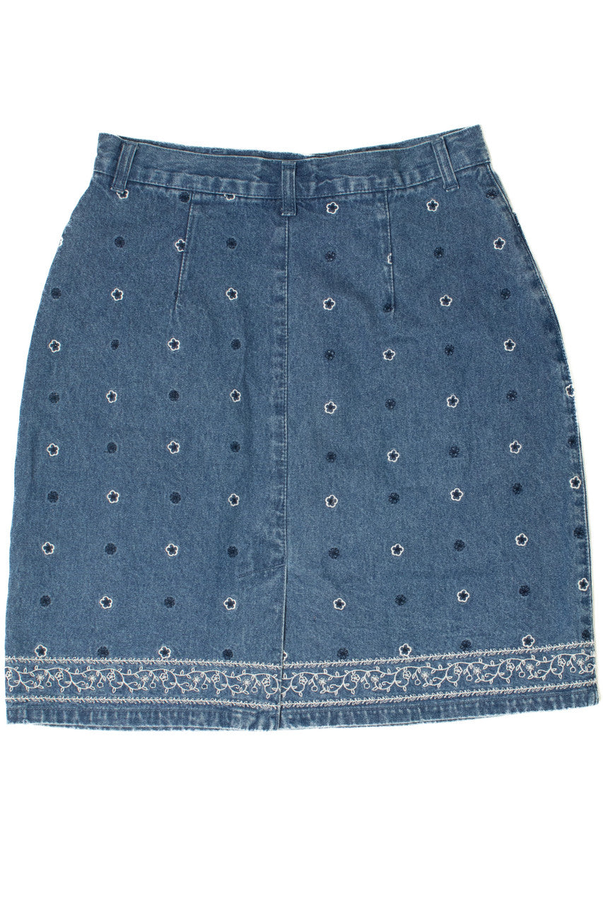 Vintage 1990's Embroidered Floral Mini Skirt