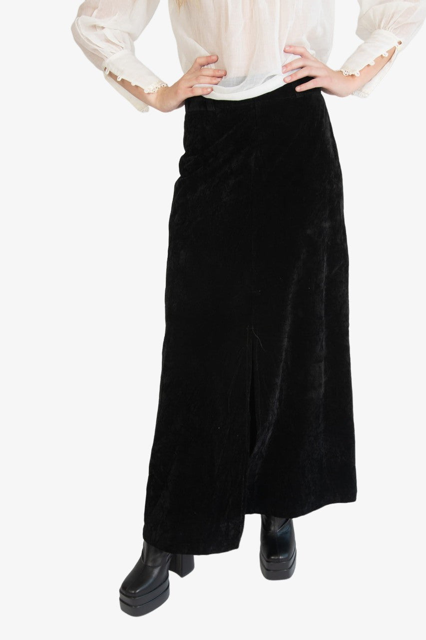 Vintage Black Velvet Skirt (1980s)