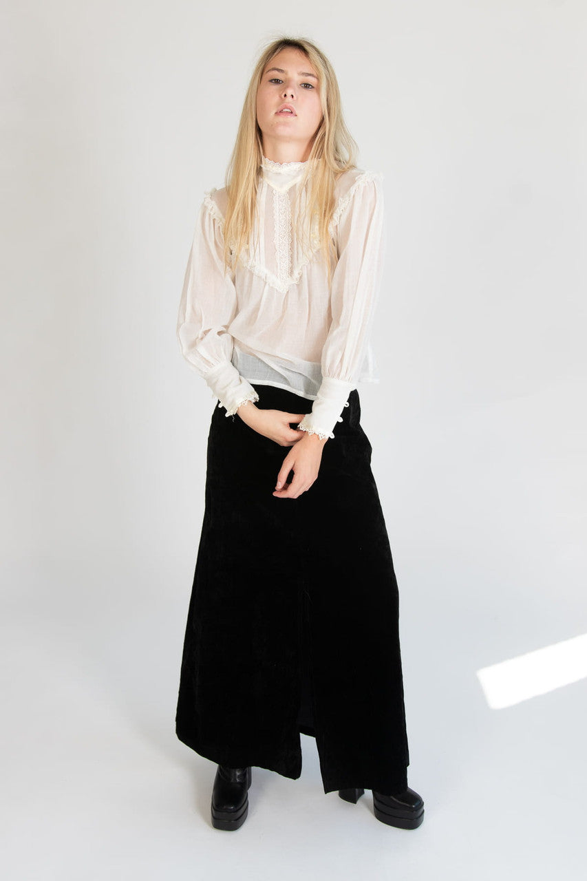 Vintage Black Velvet Skirt (1980s)