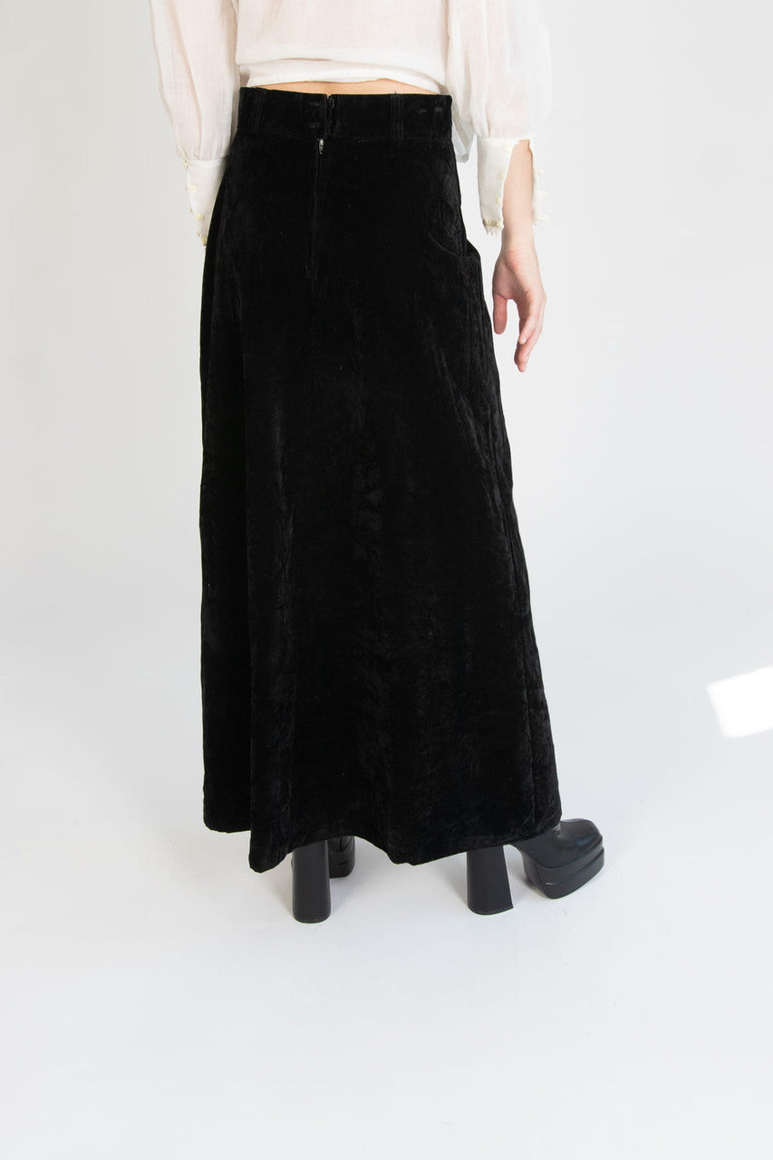 Vintage Black Velvet Skirt (1980s)