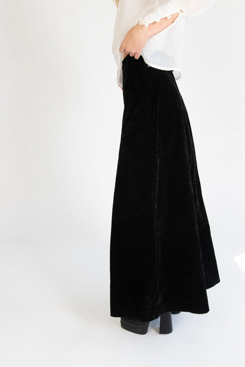 Vintage Black Velvet Skirt (1980s)