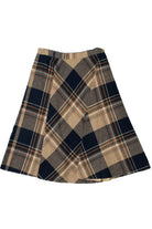 Vintage Navy & Beige Plaid Midi Circle Skirt