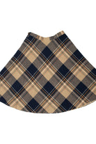 Vintage Navy & Beige Plaid Midi Circle Skirt