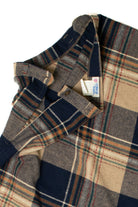 Vintage Navy & Beige Plaid Midi Circle Skirt
