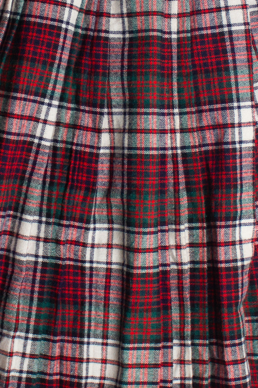 Vintage Plaid Wool Midi Skirt (1980s)