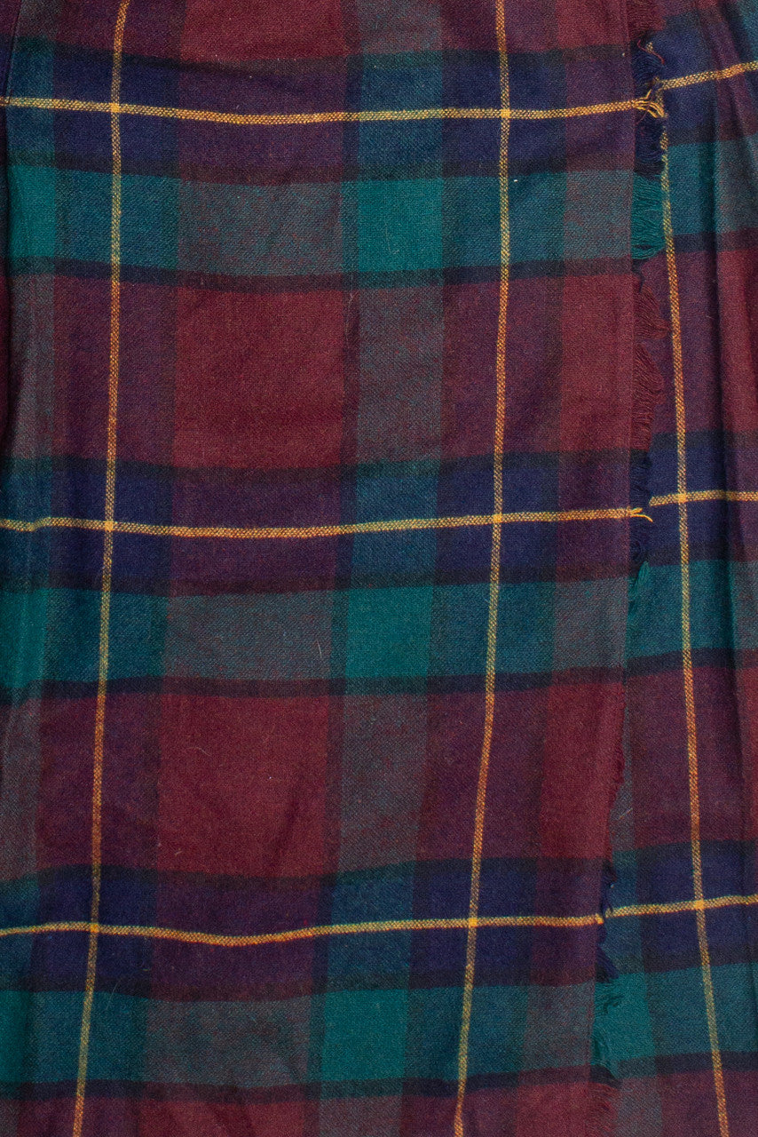 Vintage Plaid Wool Midi Skirt (80s) 688