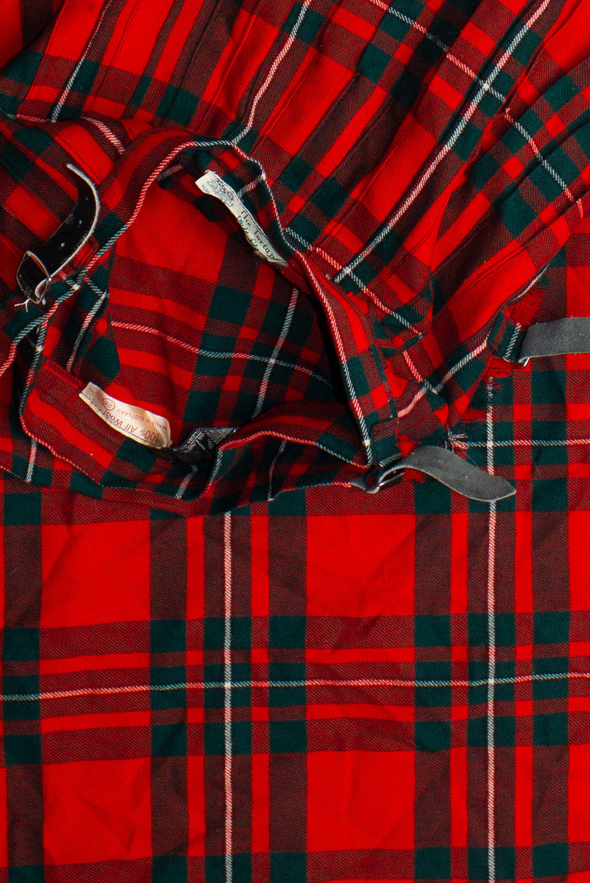 Vintage Plaid Wool Maxi Skirt (80s) 695