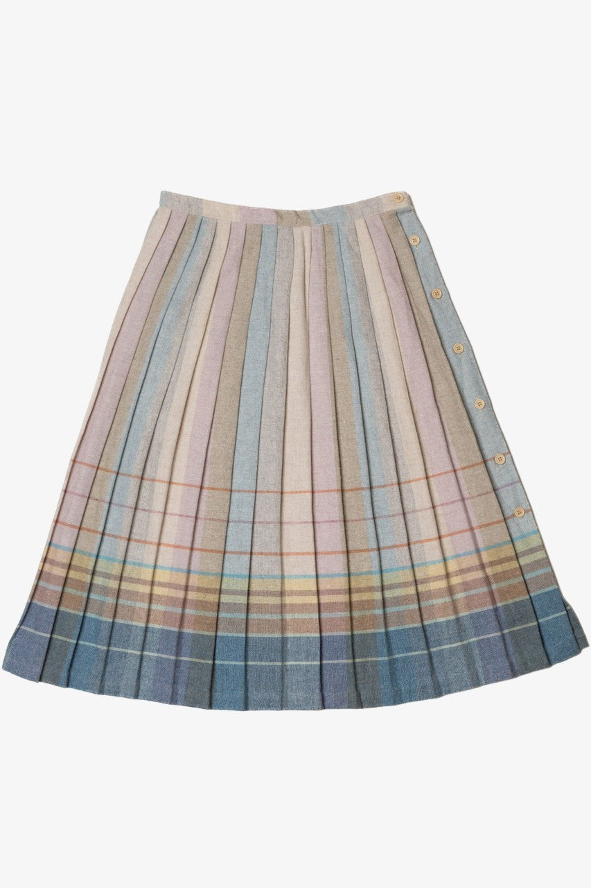 Vintage Pastel Striped Pleated Skirt