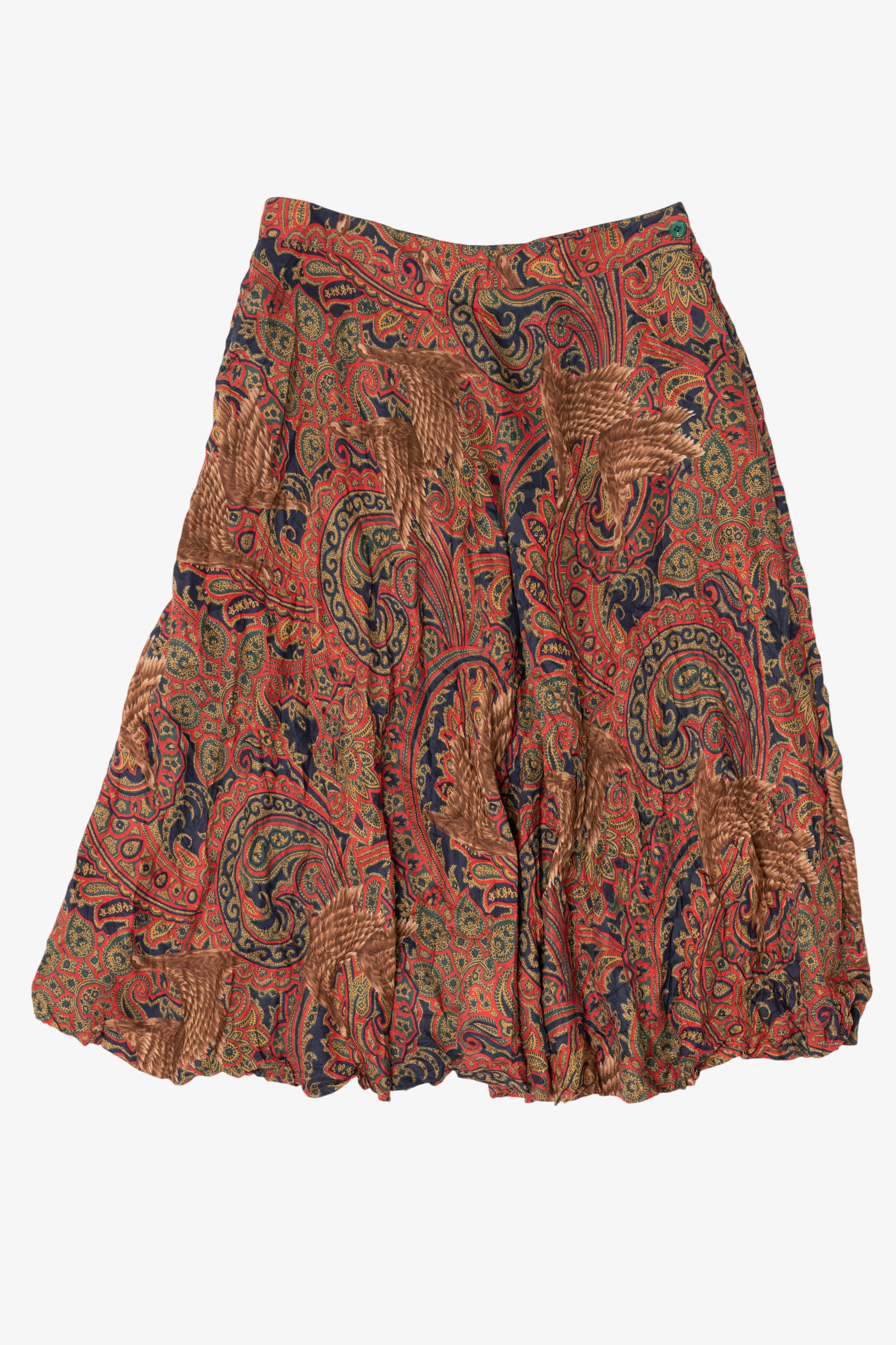 Vintage Paisley And Ducks Pattern Skirt (1980s)