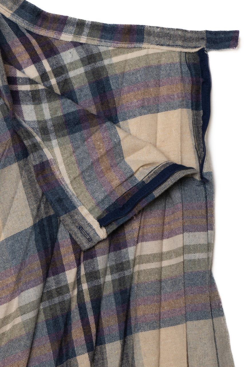 Vintage Navy Plaid Wool Skirt