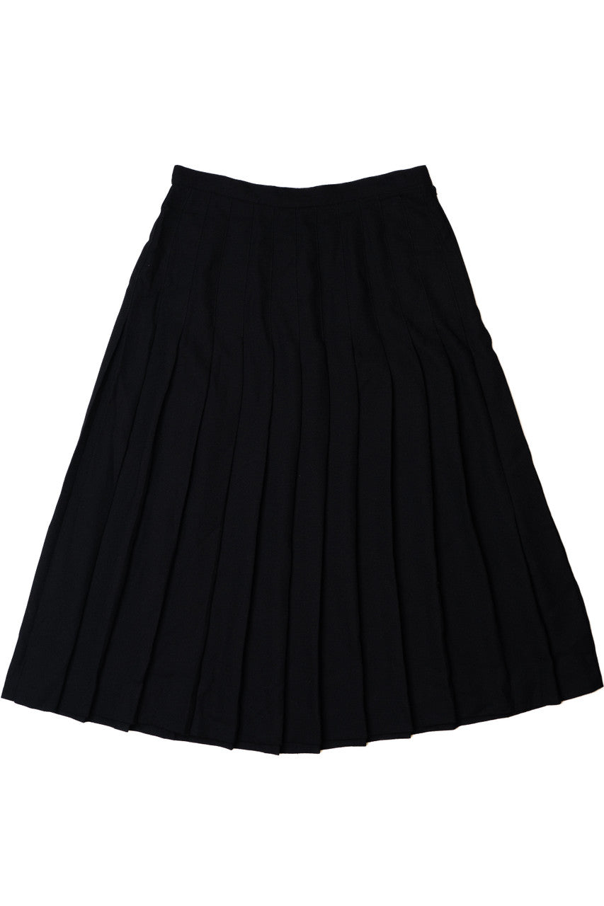Vintage Black Pleated Wool Skirt