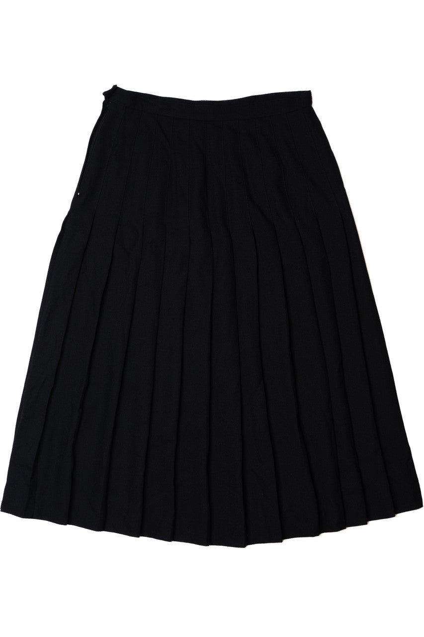 Vintage Black Pleated Wool Skirt