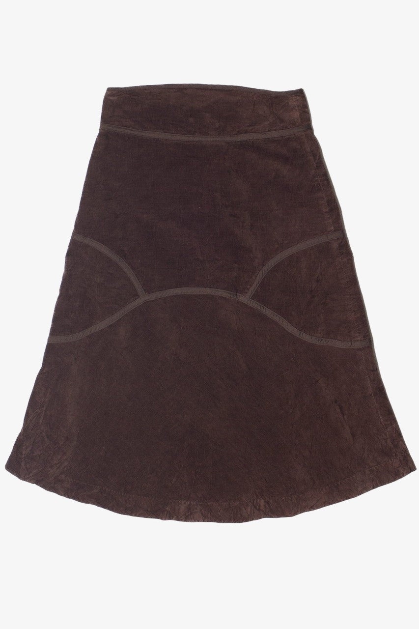 Vintage Y2K Piping Detail Corduroy A-Line Skirt