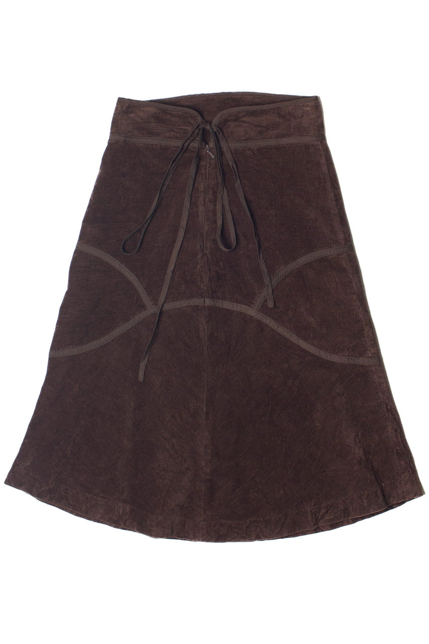 Vintage Y2K Piping Detail Corduroy A-Line Skirt