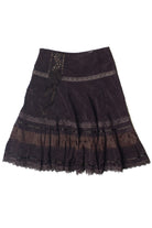 Vintage Lace Trim No Wale Corduroy Circle Skirt