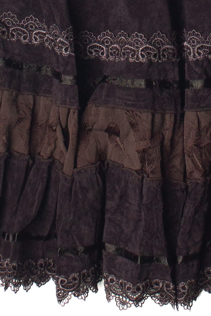 Vintage Lace Trim No Wale Corduroy Circle Skirt