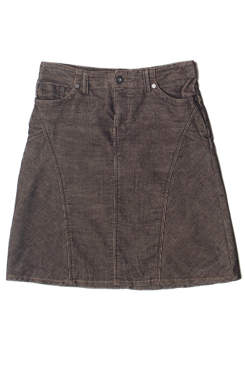 Dark Brown Corduroy A-Line Skirt