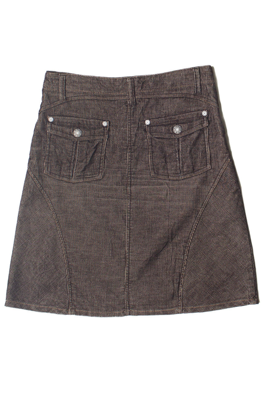 Dark Brown Corduroy A-Line Skirt