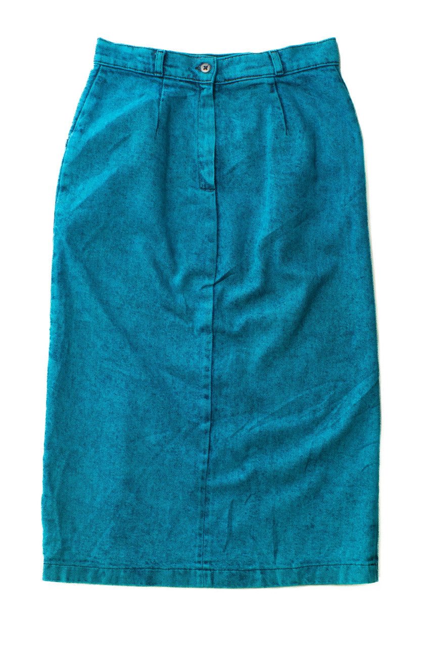 Vintage Sundance Blue Denim Midi Skirt (1990s)