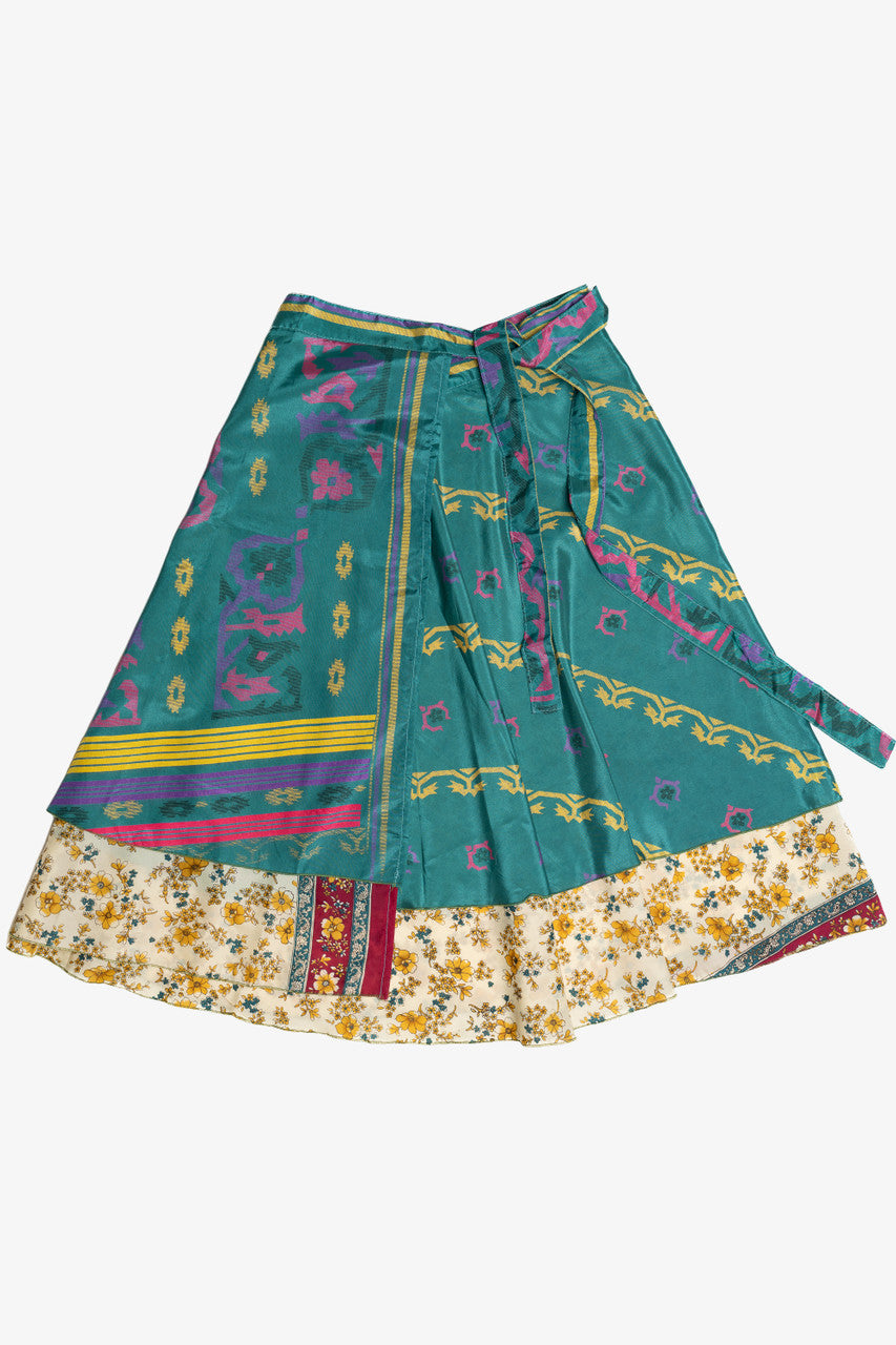Vintage Layered Scarf Wraparoud Reversible Skirt