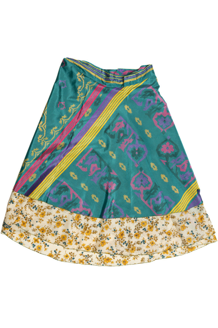 Vintage Layered Scarf Wraparoud Reversible Skirt