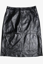 Vintage Raw Cut Hem Black Leather Skirt (1990s)