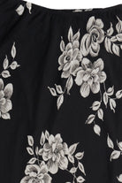 Vintage Floral Sheer Panel Lined Elastic Waist Maxi Skirt (1990s)