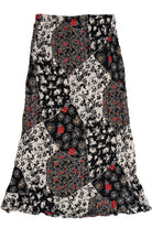 Vintage Ditsy Floral Patchwork Print Elastic Waist Maxi Skirt (1990s)
