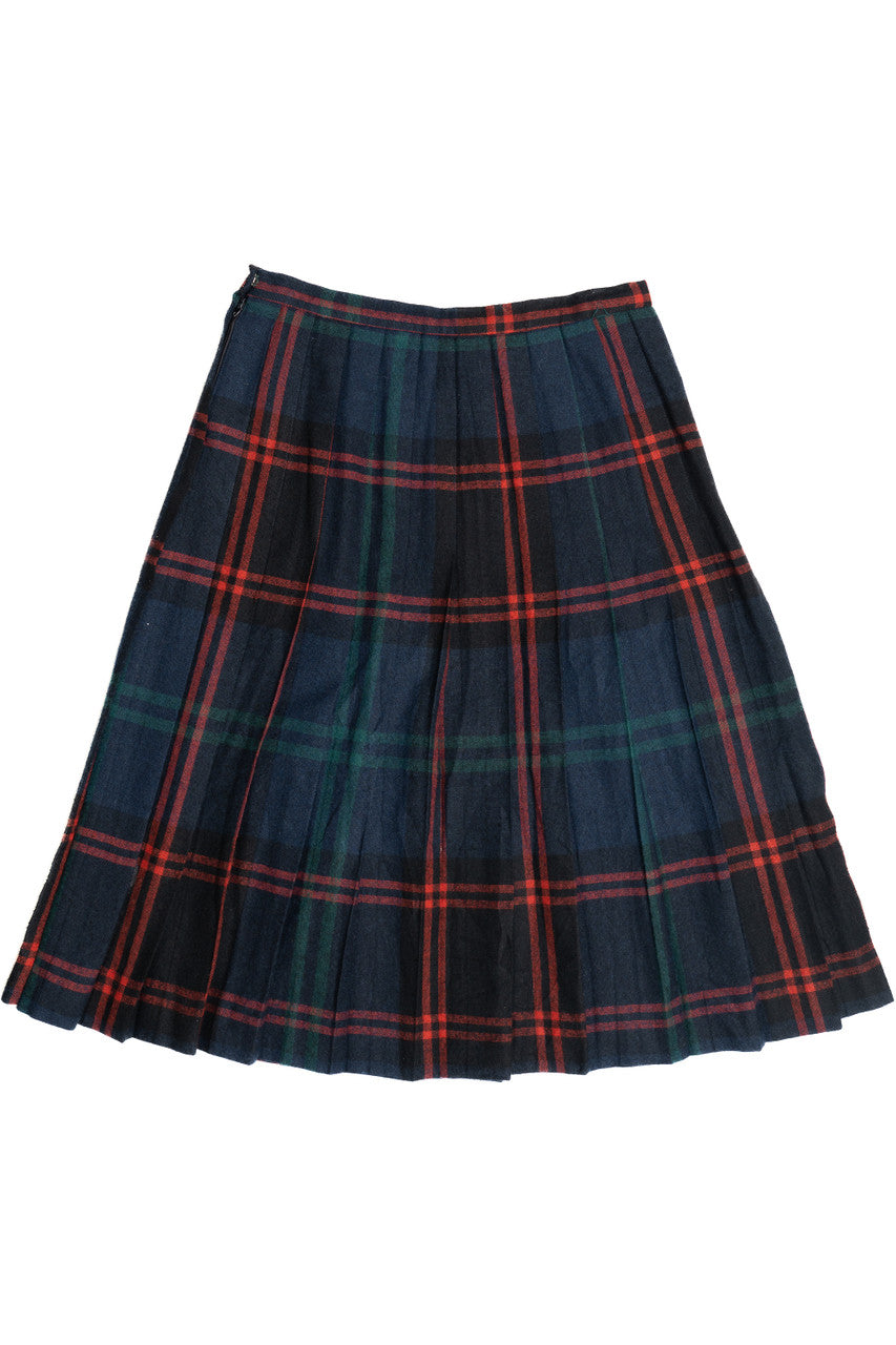 Vintage Jones New York Plaid Pleated Wool Skirt (1980s)