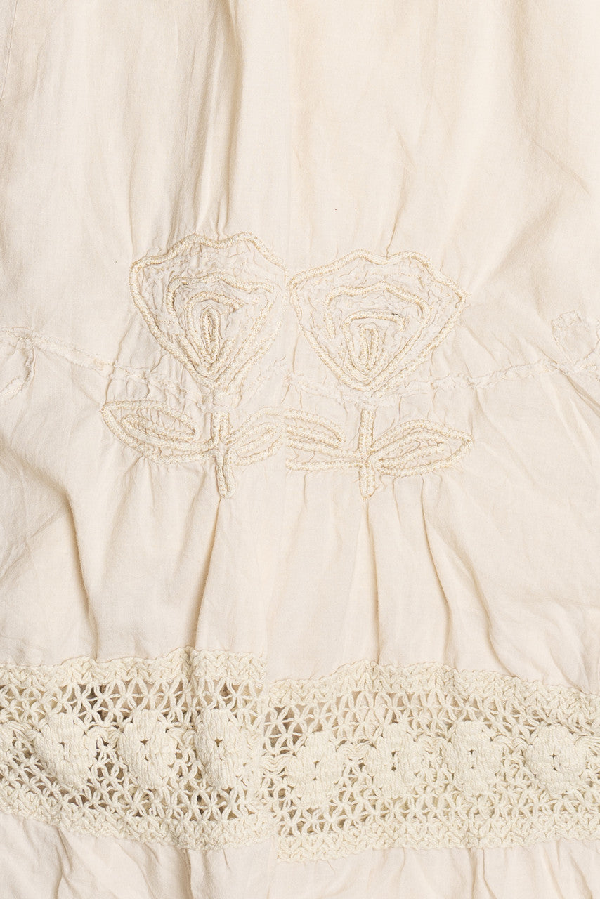 Vintage Lauren Hancock Floral Knit Lace Embroidered Skirt (1990s)