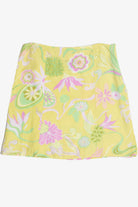 Vintage Pastel Floral Print Linen Blend Mini Skirt (1990s)