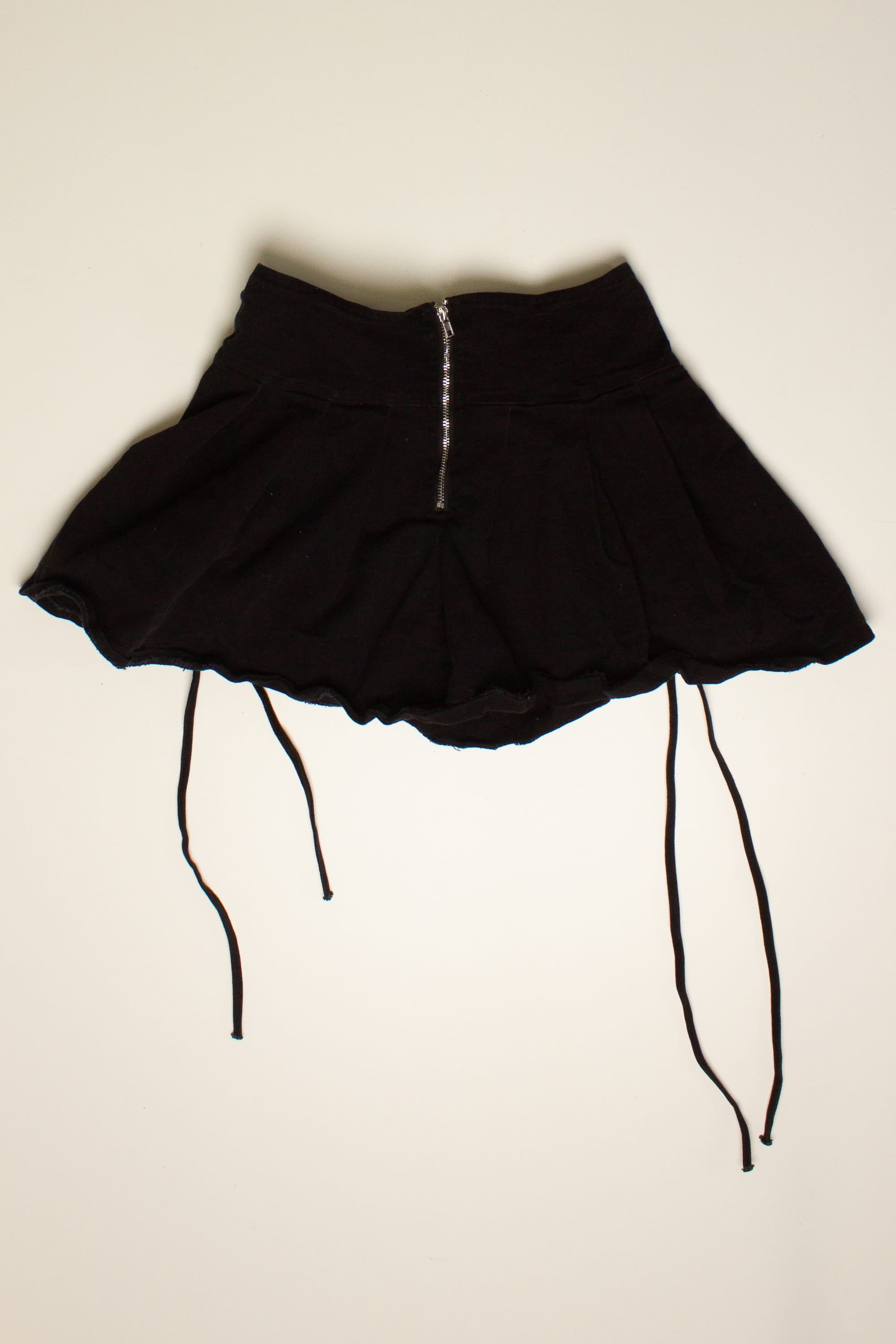 Black Double Lace-Up Pleated Mini Skirt (2010s)