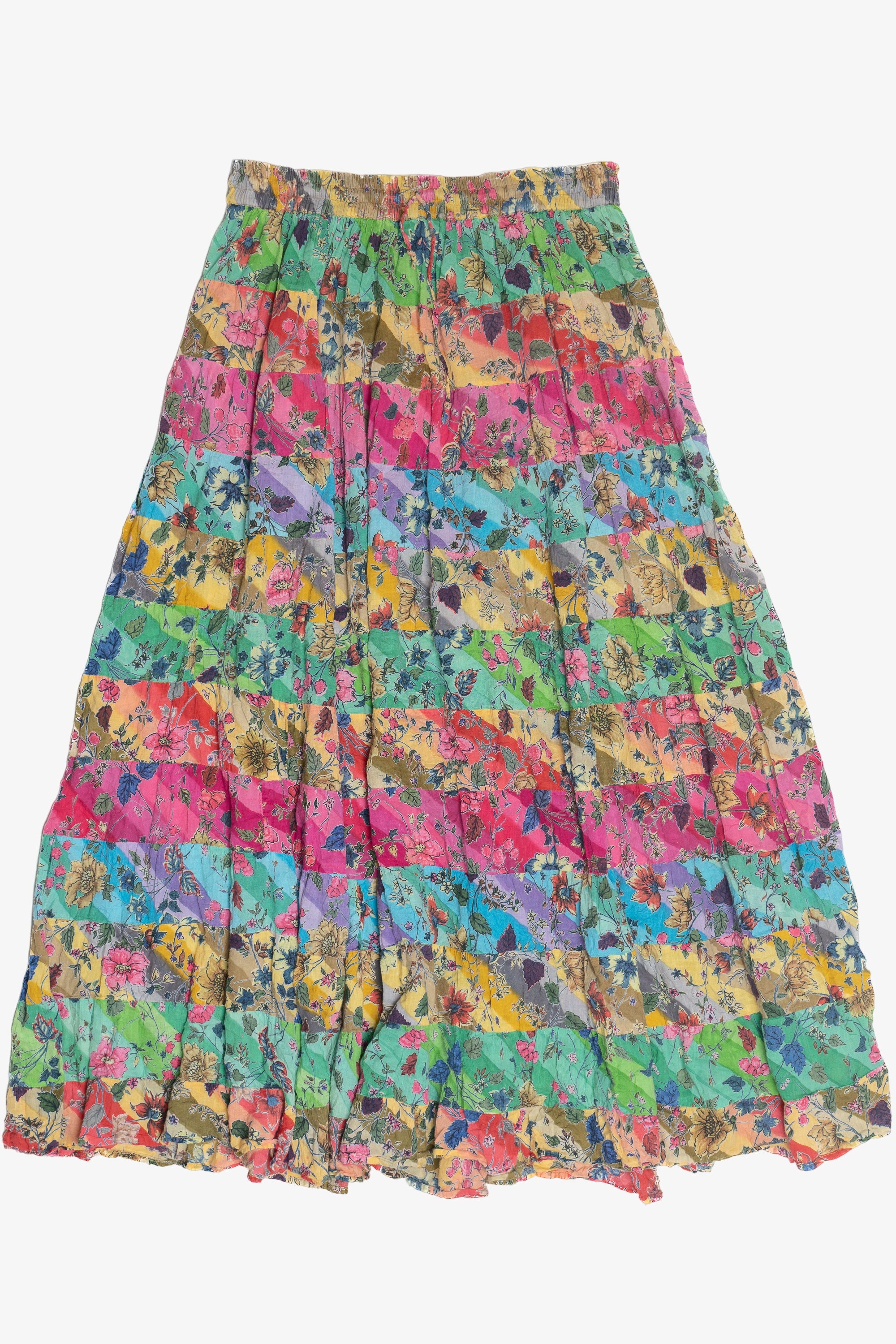 Vintage Pastel Rainbow Cotton Maxi Skirt (1990s)