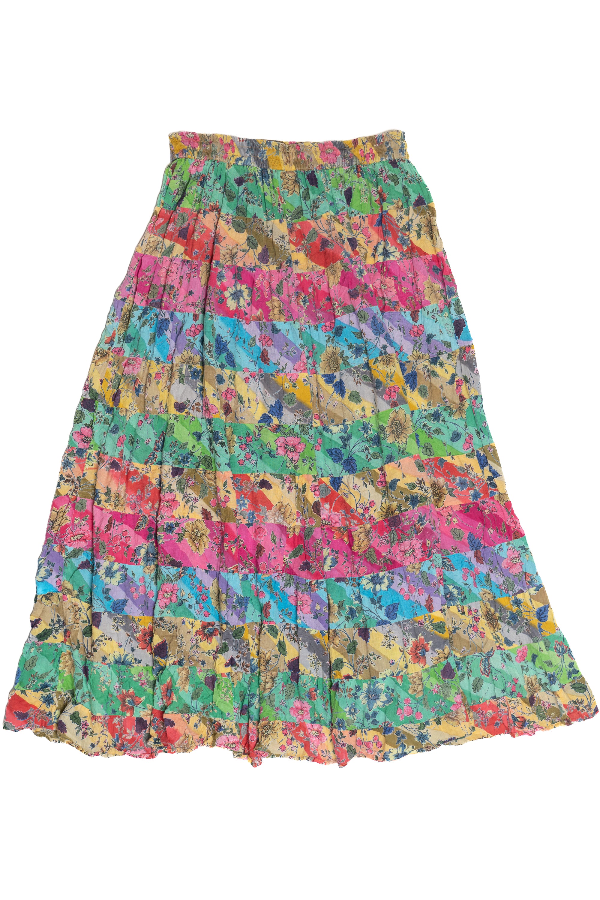 Vintage Pastel Rainbow Cotton Maxi Skirt (1990s)