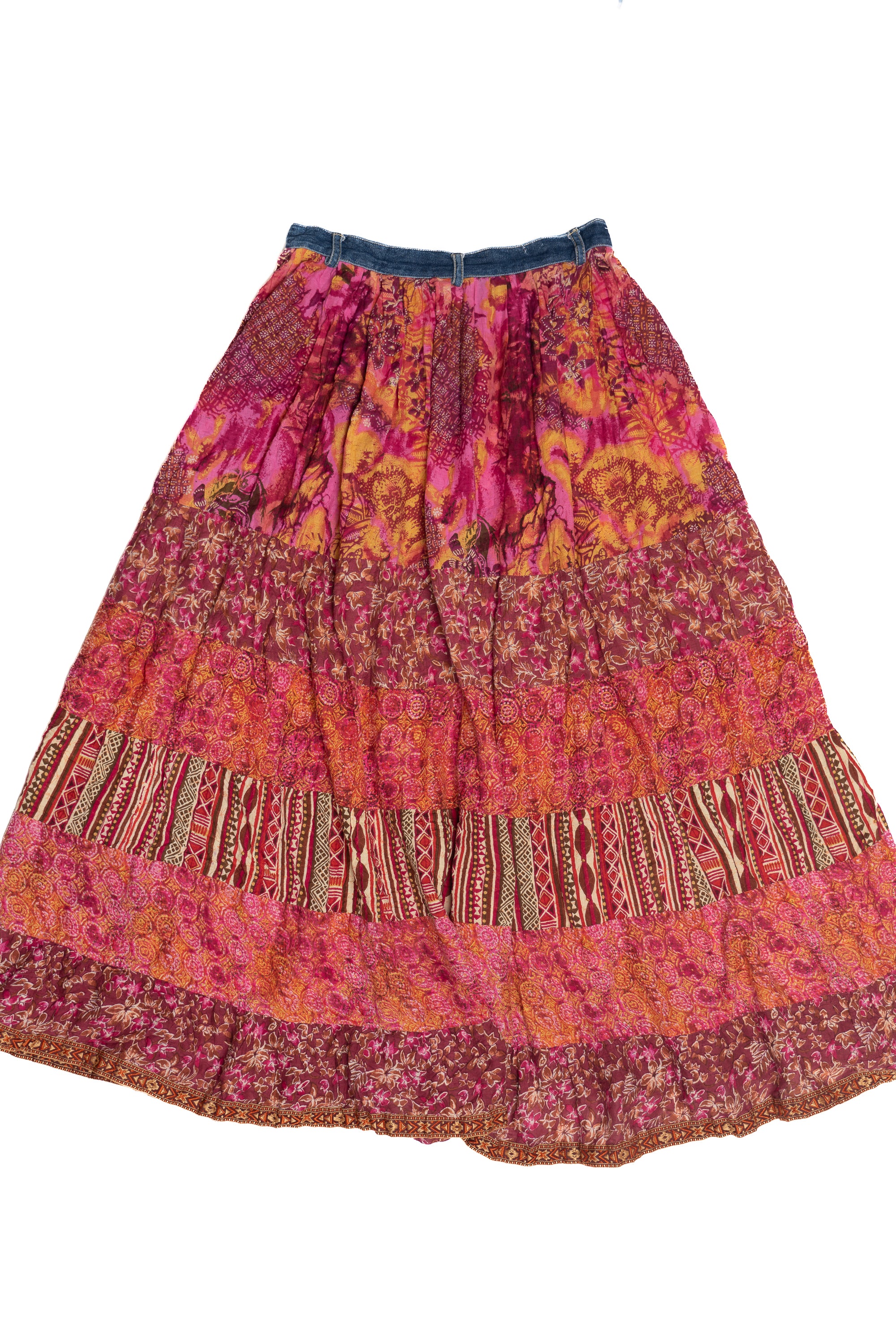 Vintage Denim Waist Button Down Maxi Skirt (1990s)