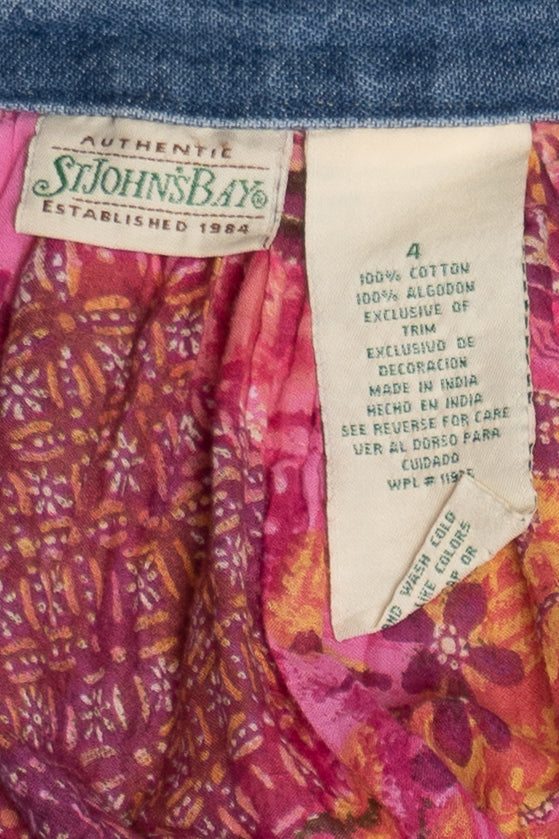 Vintage Denim Waist Button Down Maxi Skirt (1990s)