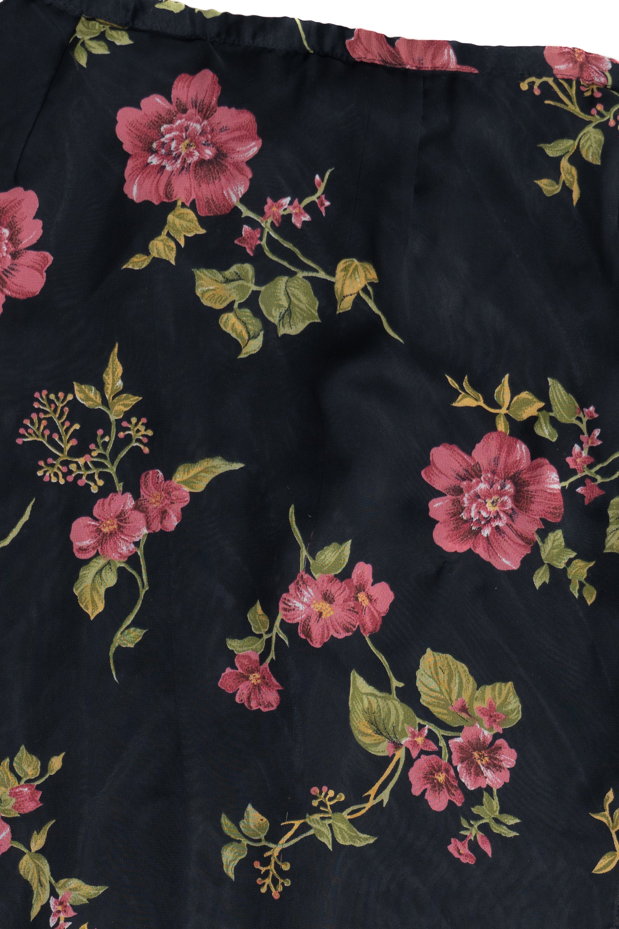 Vintage Floral Lined Side Slit Maxi Skirt (1990s)