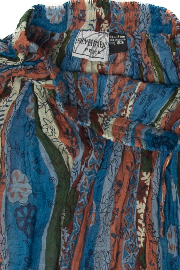 Vintage Silver Stream Elastic Waist Skirt