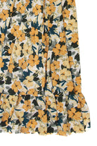 Vintage Yellow Floral Elastic Waist Skirt (1990s)