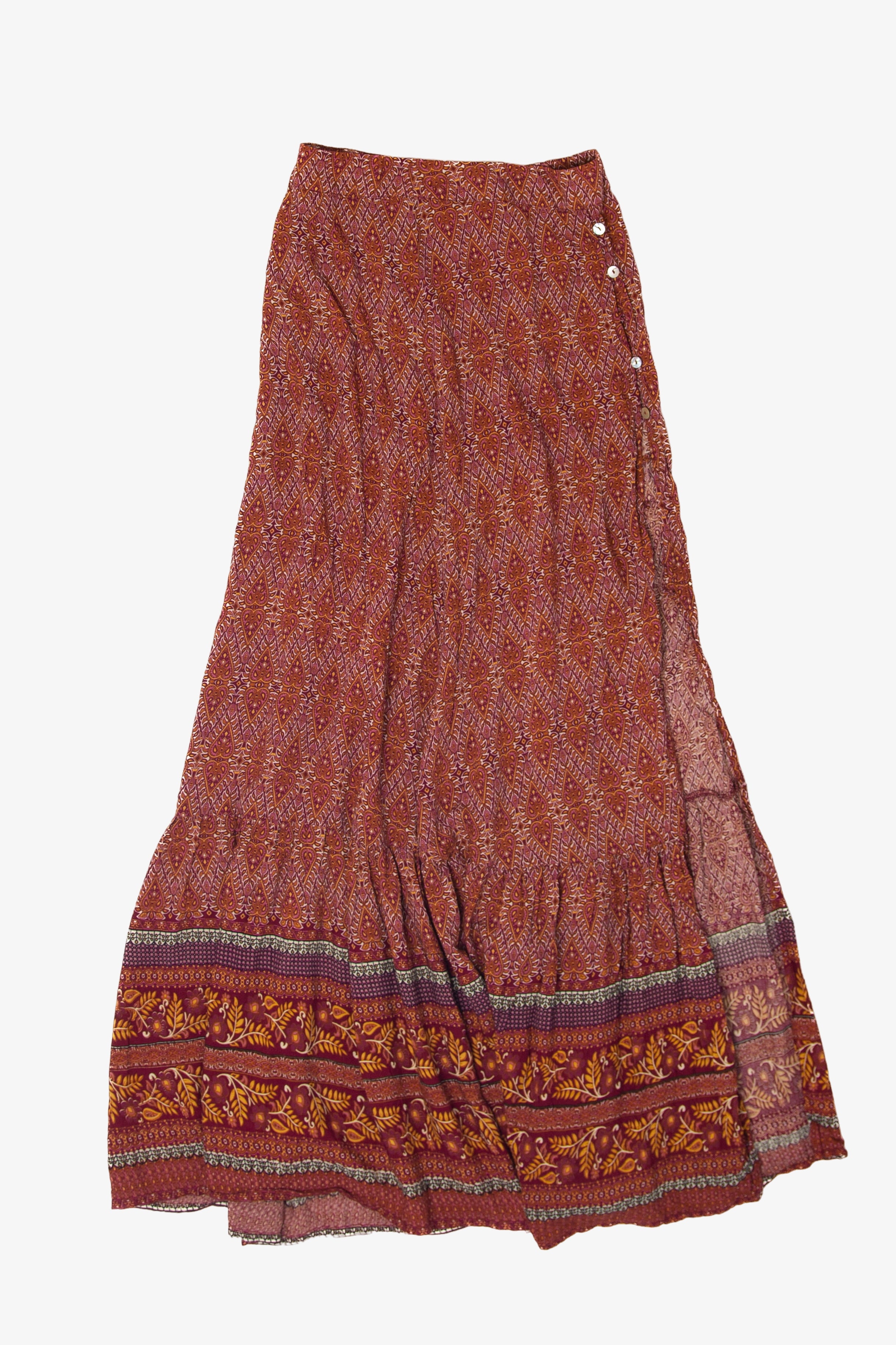 Vintage Fringe Button Up Maxi Skirt (1990s)