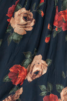 Vintage Red Rose Elastic Waist Maxi Skirt (2000s)