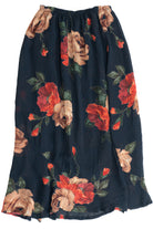 Vintage Red Rose Elastic Waist Maxi Skirt (2000s)