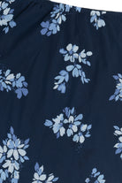 Vintage Navy Baby Blue Floral Lined Elastic Waist Skirt (2000s)