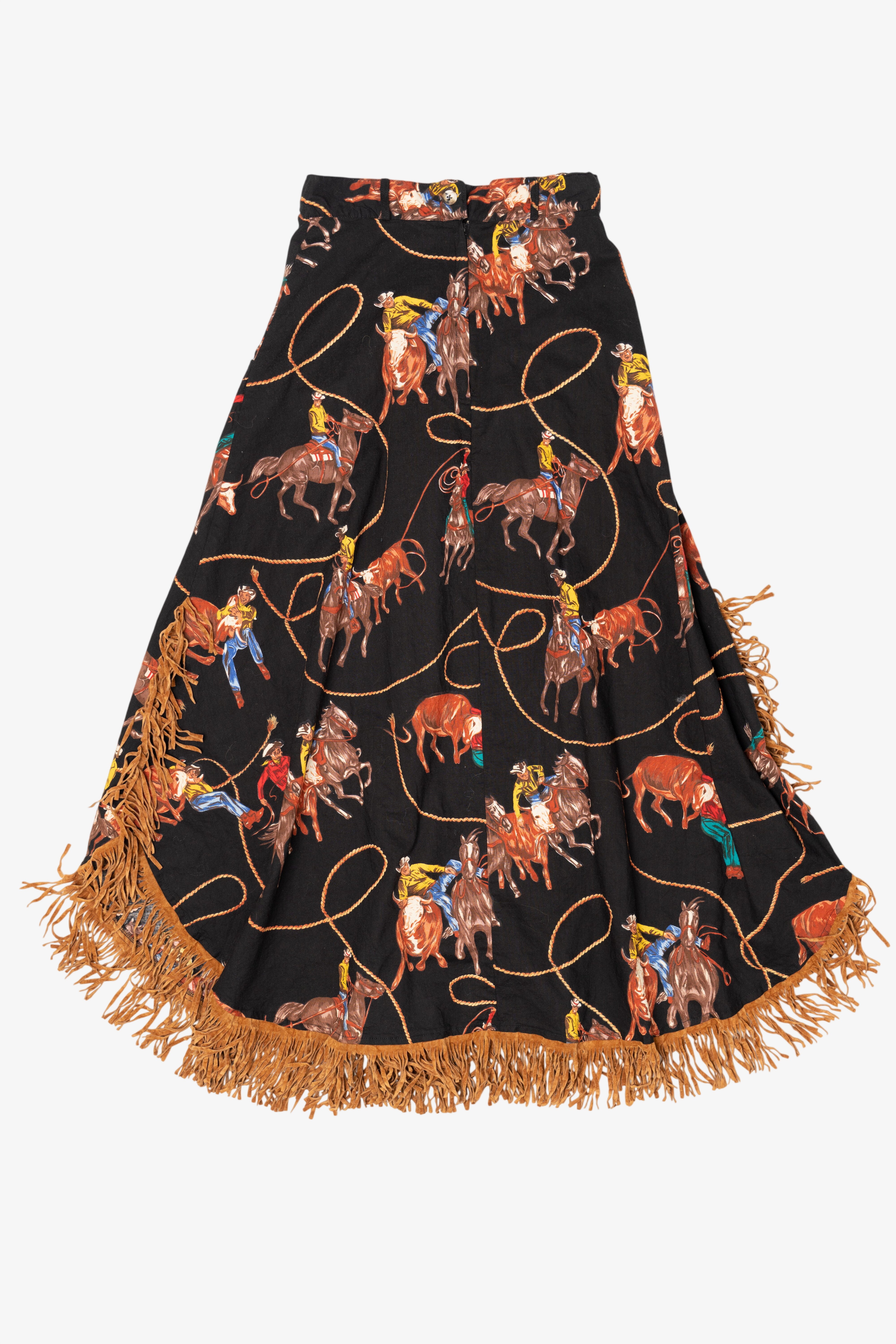 Vintage Cowboy Pattern Circle 7 Skirt (1990s)