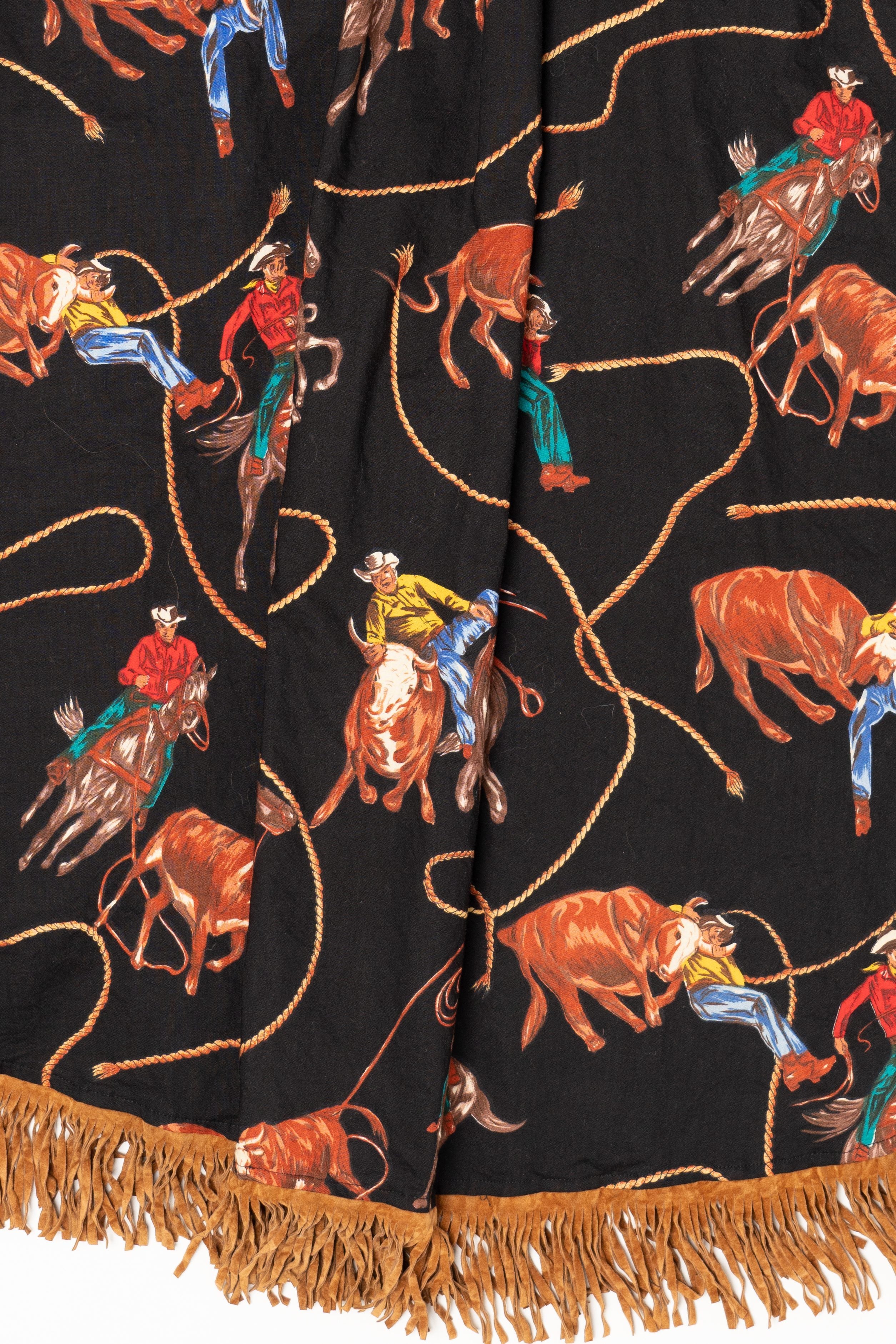 Vintage Cowboy Pattern Circle 7 Skirt (1990s)